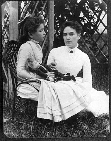 "Helen Keller with Anne Sullivan in July 1888" by Family member of Thaxter P. Spencer, now part of the R. Stanton Avery Special Collections, at the New England Historic Genealogical Society. See Press Release [1] for more information. - New England Historic Genealogical Society. Licensed under Public Domain via Commons - https://commons.wikimedia.org/wiki/File:Helen_Keller_with_Anne_Sullivan_in_July_1888.jpg#/media/File:Helen_Keller_with_Anne_Sullivan_in_July_1888.jpg